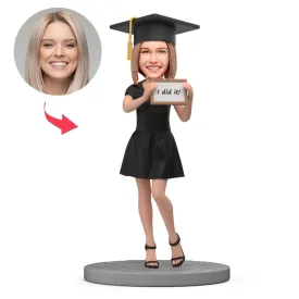 Custom Graduation Bobblehead - I Did It! Gift For Female Graduate