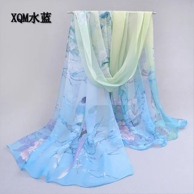 2017 scarf thin chiffon polyester silk scarf spring and autumn accessories women's summer sunscreen cape XQM