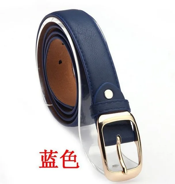 2017 Women Fashion Belts Cinturones Mujer  Ladies Faux Leather Metal Buckle Straps Girls Fashion Accessories