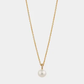 8MM GENUINE FRESHWATER PEARL AND PAVE CZ PENDANT