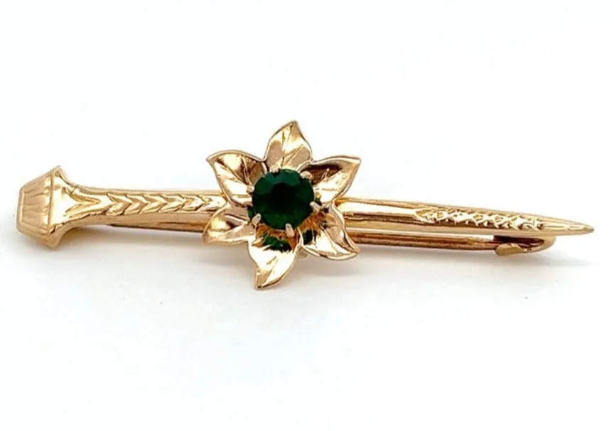 9ct Yellow Gold & Glass Vintage Brooch G & E Rodd