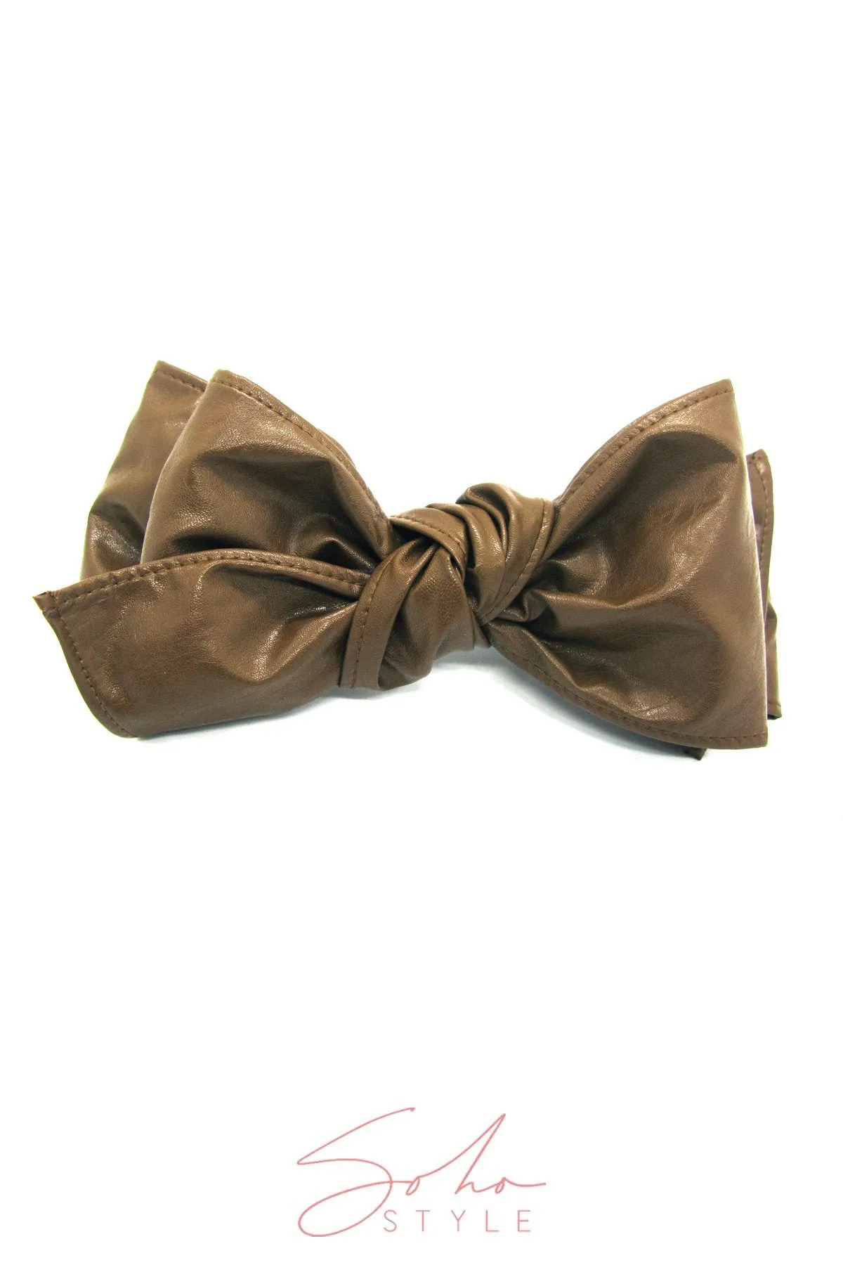 ARTIFICIAL LEATHER BIG RIBBON BARRETTE