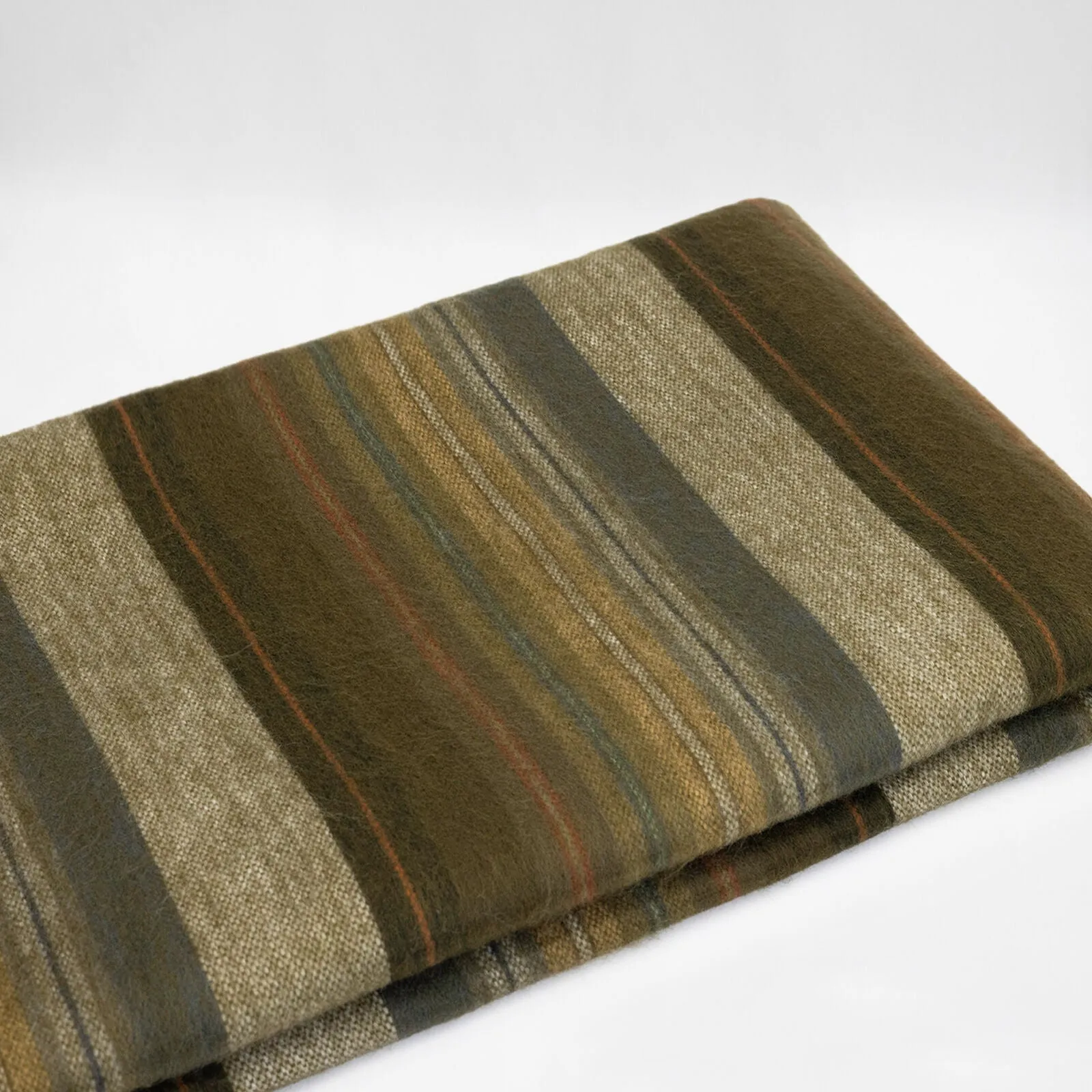 Atocha - Baby Alpaca Wool Throw Blanket / Sofa Cover - Queen 90" x 63" - coffee mix thin stripes pattern