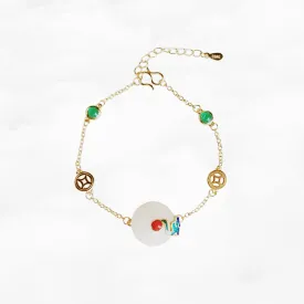 Auspicious Clouds White Jade Chain Bracelet