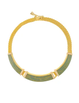 Balenciaga Vintage Seafoam Enamel Gold Choker Necklace