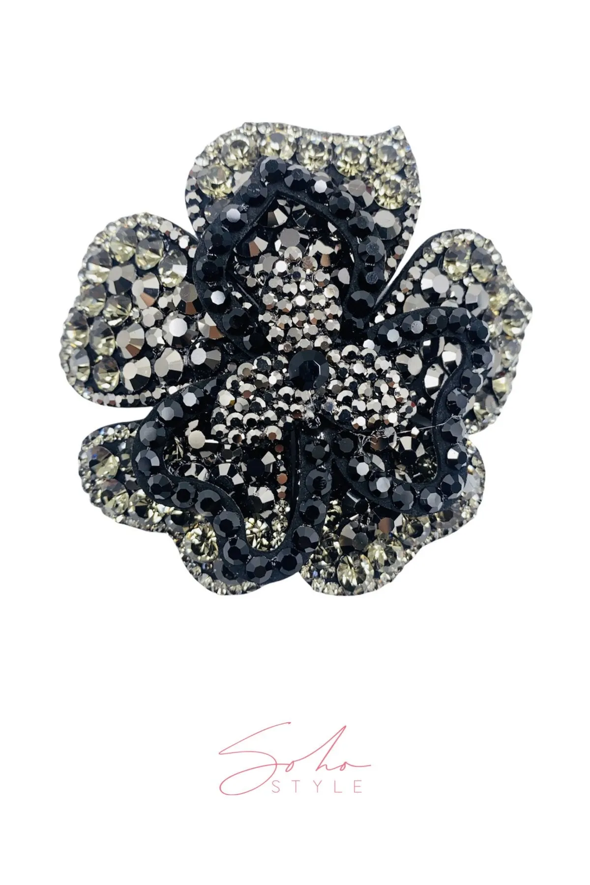 Big flower crystal barrette