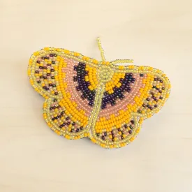 Blue and Yellow Butterfly Beaded Barrette