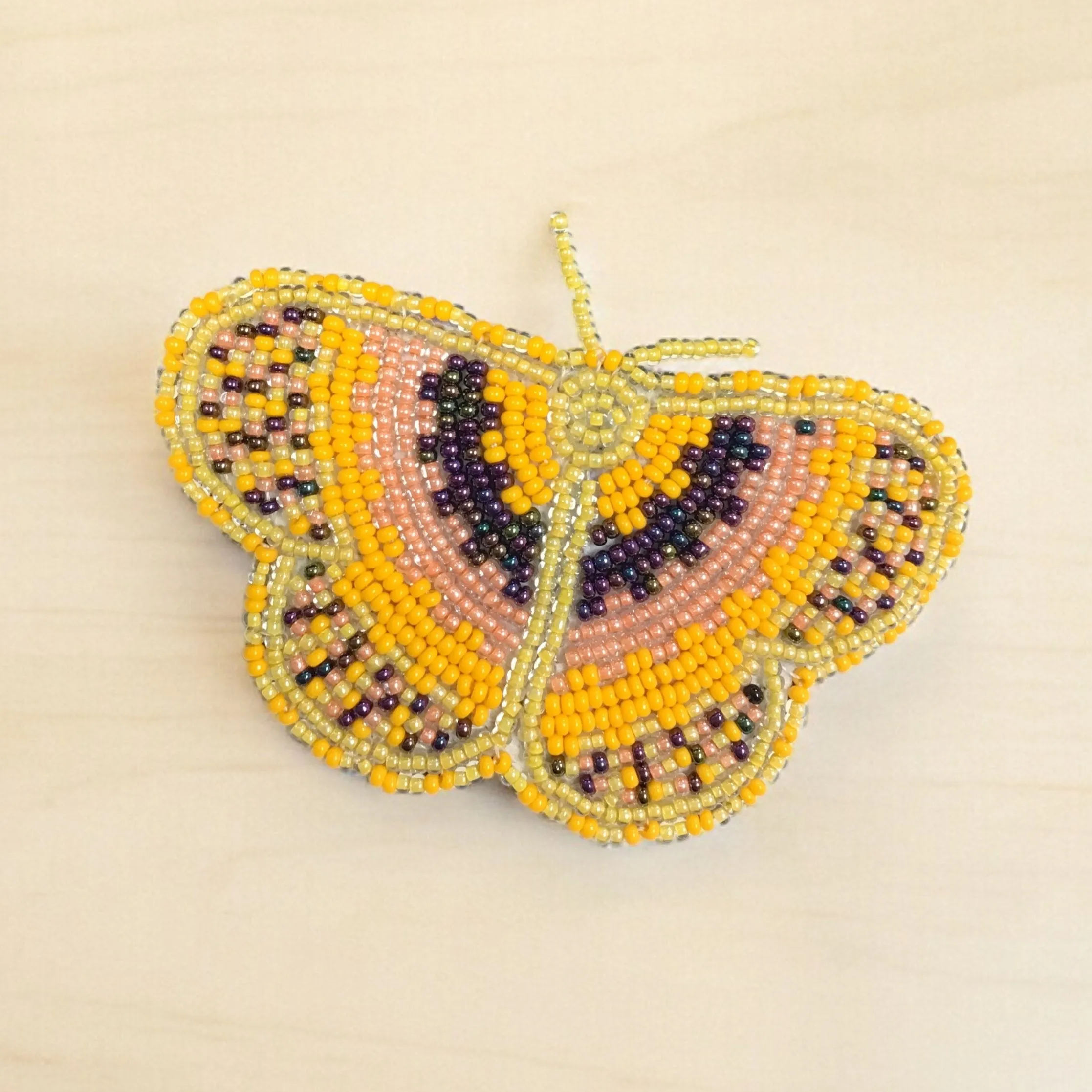 Blue and Yellow Butterfly Beaded Barrette