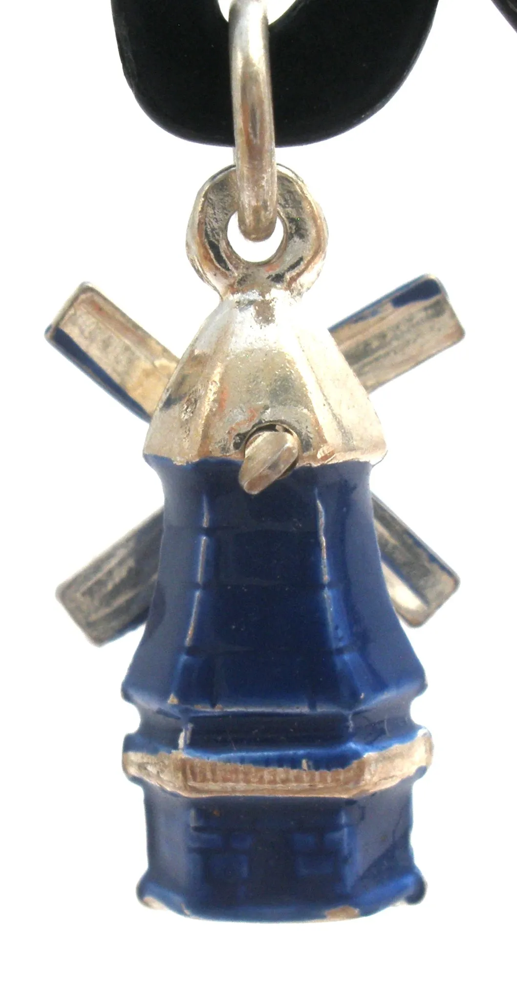 Blue Enamel Articulated Windmill Charm Vintage