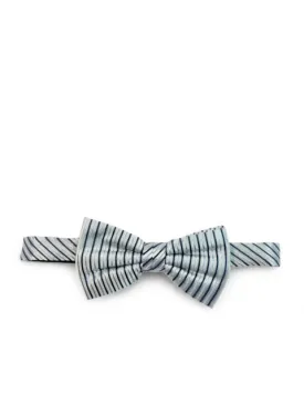 Blue Striped Silk Bow Tie and Pocket Square Set