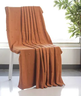 Bubble - Cashew Rust Pure Cotton Knitted All Season Ac Throw Blanket