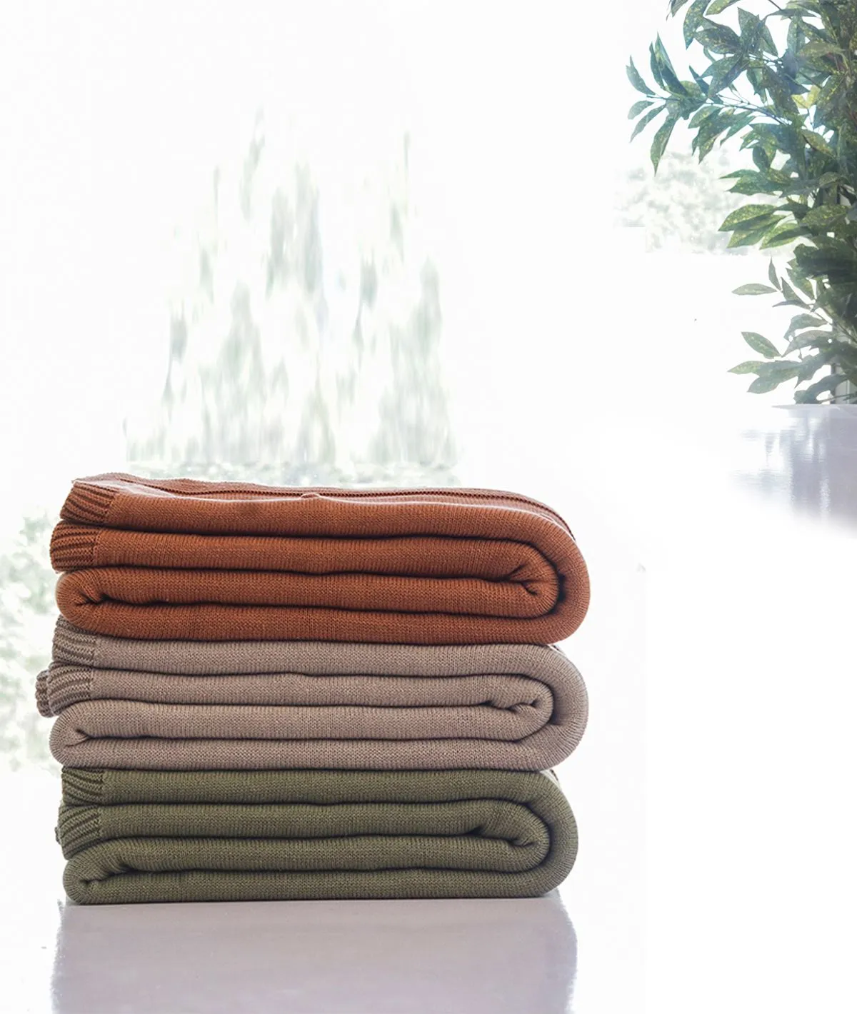 Bubble - Cashew Rust Pure Cotton Knitted All Season Ac Throw Blanket