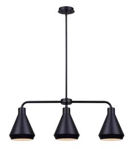 Canarm IPL1020A03BK Byck Matte Black Pendant with Three Lights