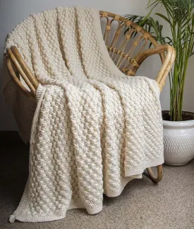 Chunky Popcorn - Natural Color 100% Cotton Knitted All Season AC Throw Blanket