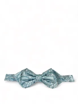 Diamond Blue Paisley Silk Bow Tie