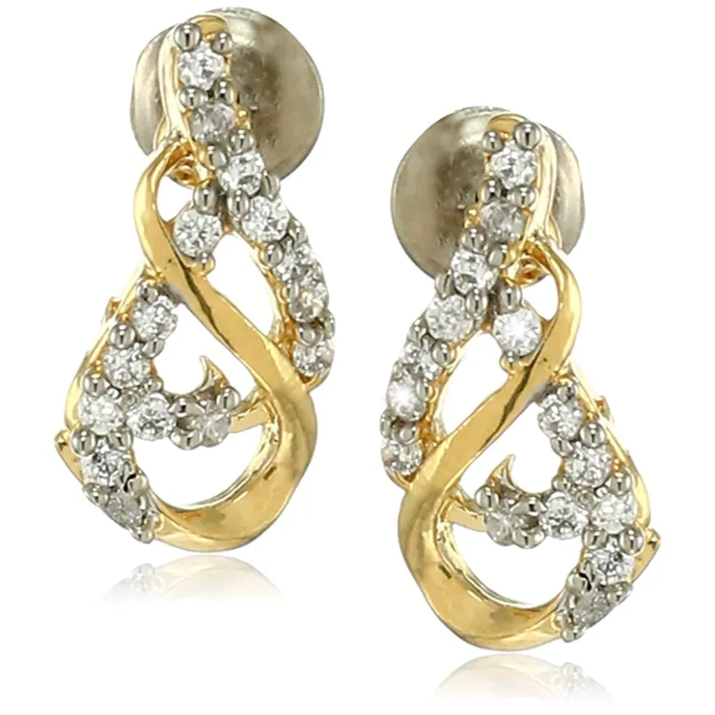 Estele Gold Plated American Diamond Infinity Stud Earrings for women