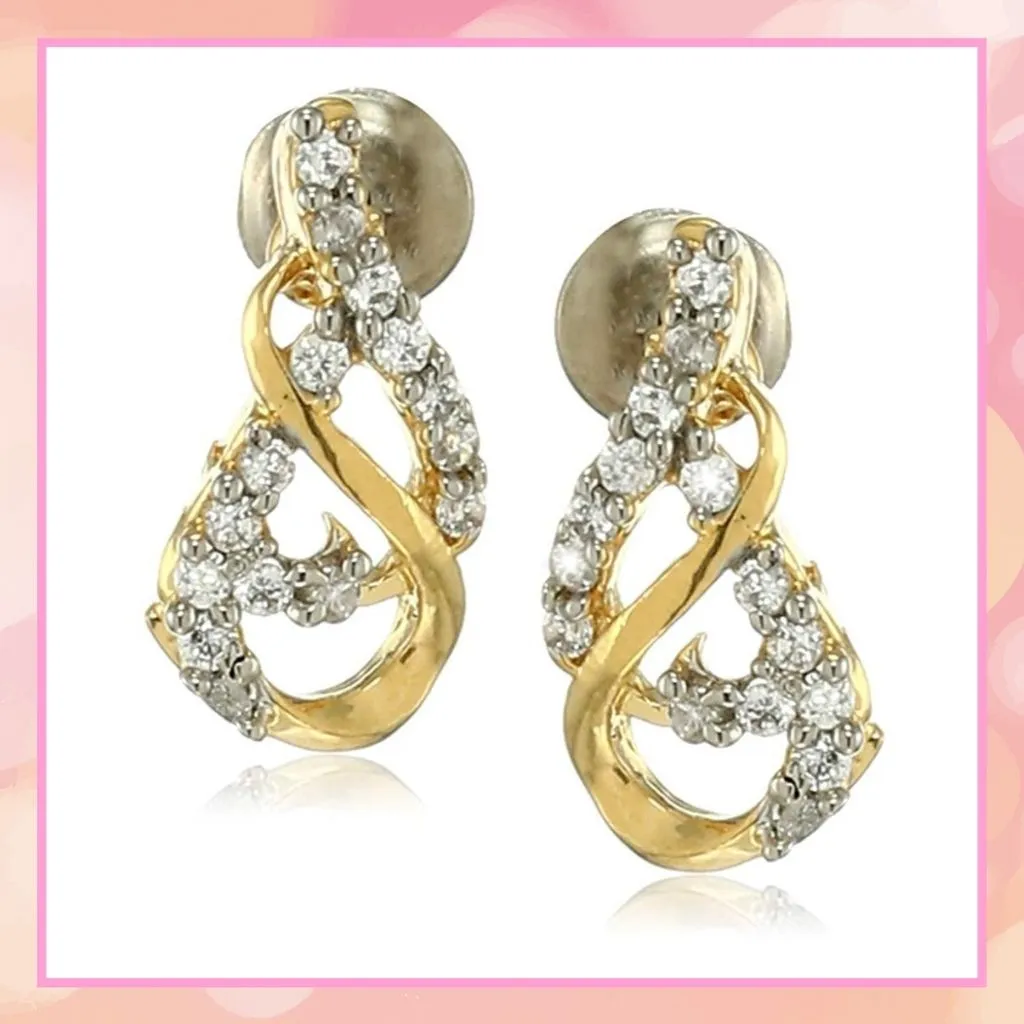 Estele Gold Plated American Diamond Infinity Stud Earrings for women