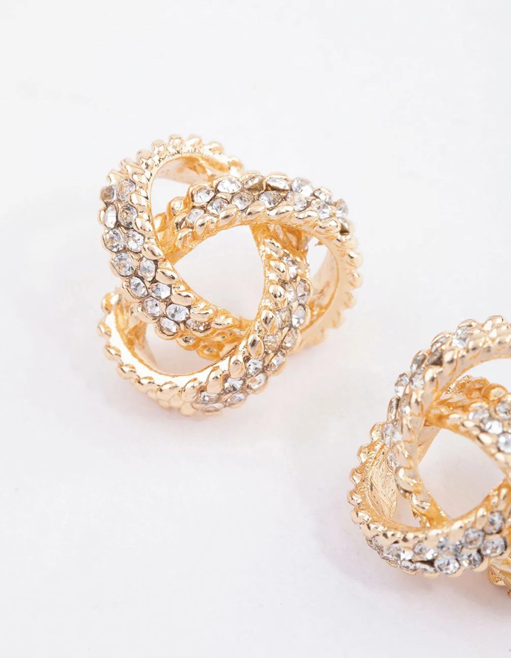 Gold Multi Diamante Stud Earrings