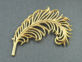 Gold Toned Feather Brooch - Emma Page