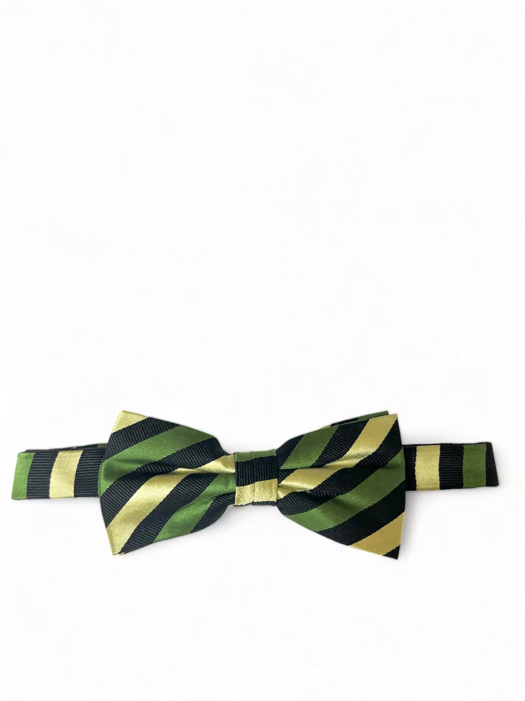 Green and Black Striped Silk Bow Tie