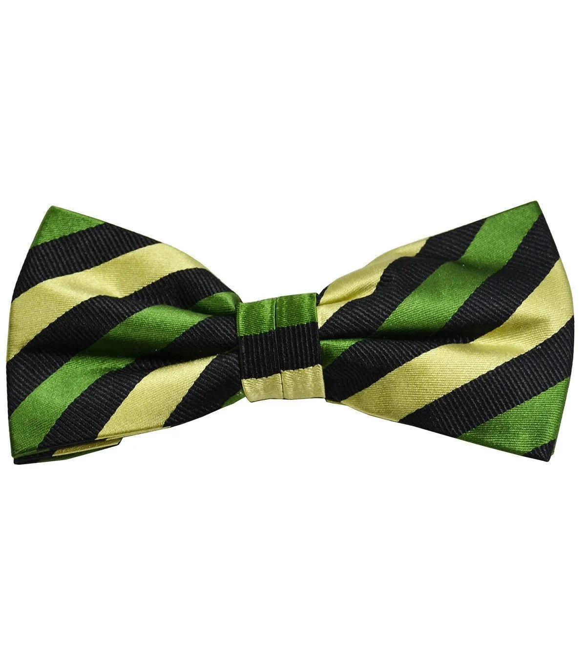 Green and Black Striped Silk Bow Tie