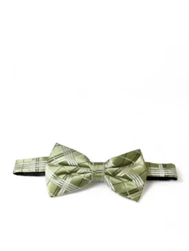 Green Plaid Silk Bow Tie