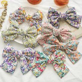 Hair Ring Floral Bow Barrettes Chiffon