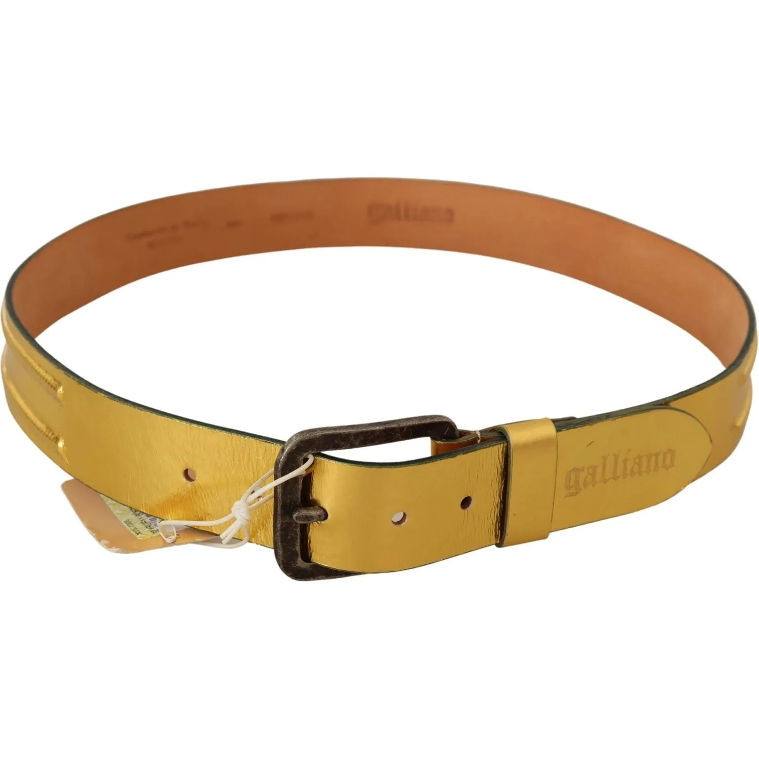 John Galliano Elegant Gold Genuine Leather Men's Belt