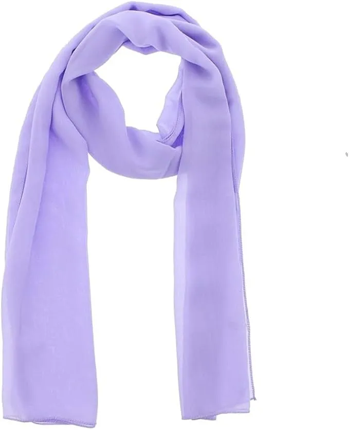 KHIM Ladies Chiffon Scarves Plain Women Neck Scarf Soft Headwrap Headscarf Sheer Wrap 172 X 74 CM