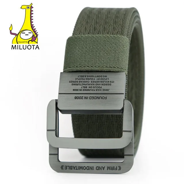 [MILUOTA] 2016 Military Equipment Tactical Belt Man Double Ring Buckle Thicken Canvas Belts for Men Waistband MU035