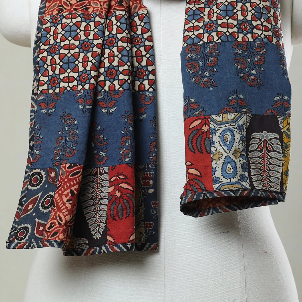 Multicolor - Ajrakh Block Printed Patchwork Cotton Stole 08