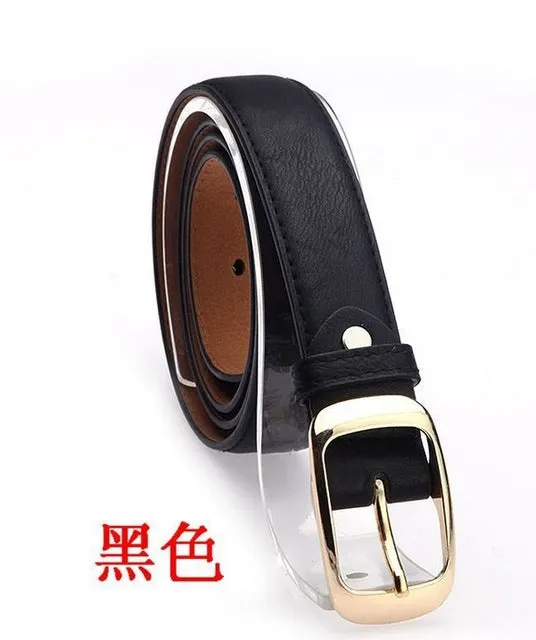 New 2017 Fashion Women Belt Brand Designer Hot Ladies Faux Leather Metal Buckle Straps Girls Fashion Accessories