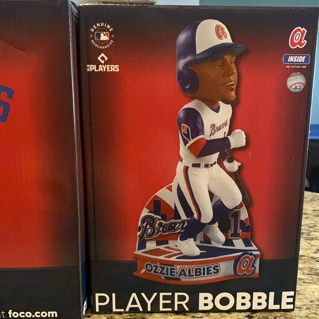 Ozzie Albies FOCO Throwback Retro Atlanta Braves Uniform Bobblehead