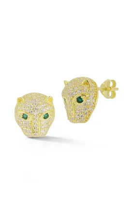 Pavé Pather Stud Earring