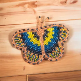 Peach and Yellow Butterfly Beaded Barrette