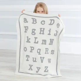 Personalized Grey ABC Chenille Blanket