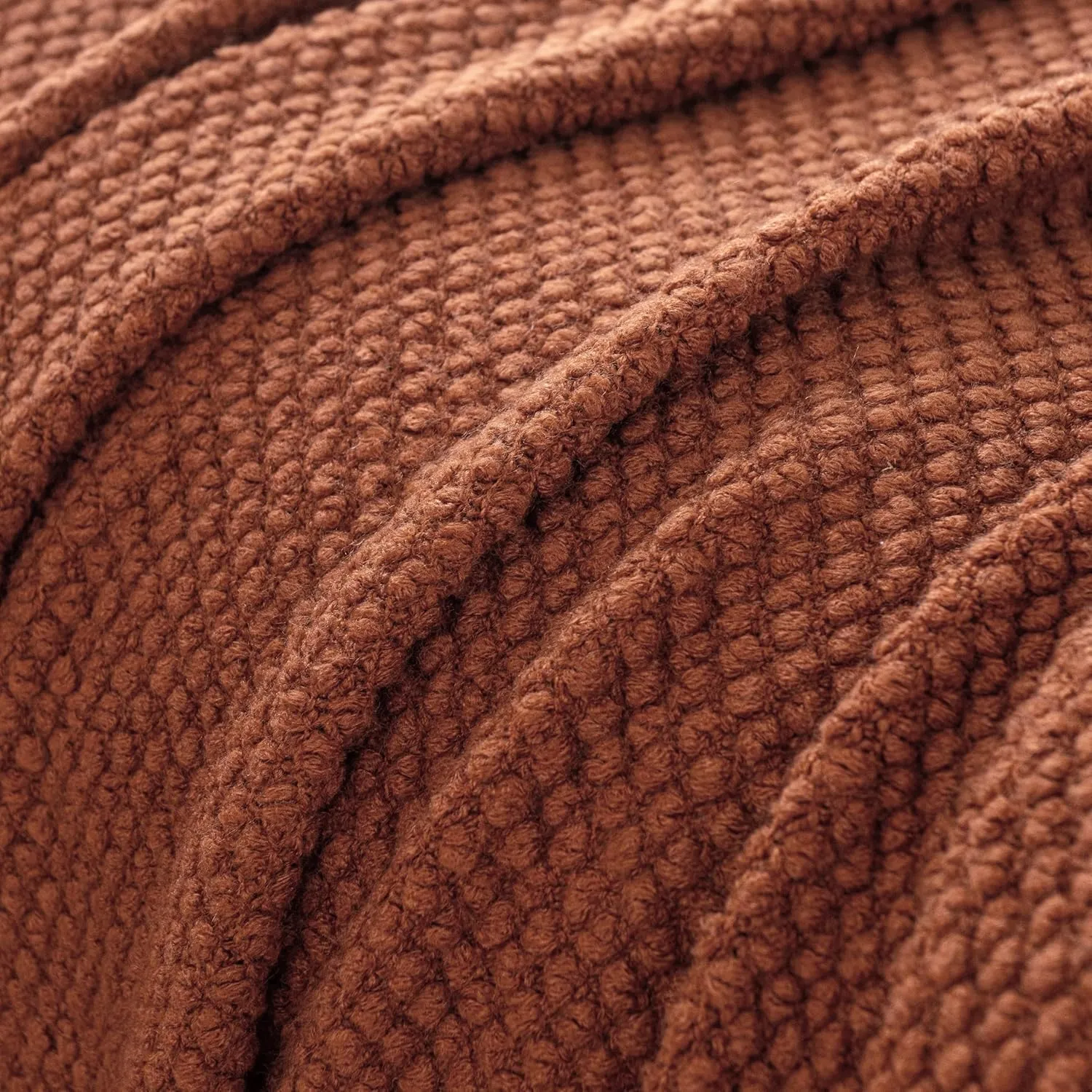 Premium Microplush Knitted Throw Blanket - Terracotta, Gioia Casa