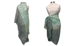 Printed Crinkle Chiffon Sarong - Mint/Grey (SECONDS)