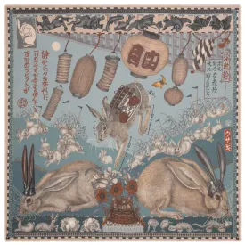 "The Floating Rabbits" Wool and Silk Scarf Cameo/Rice