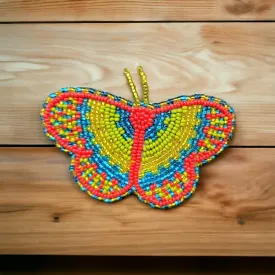 Red and Green Butterfly Beaded Barrette