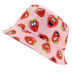 Reversible Straw Berry Printed Bucket Hat