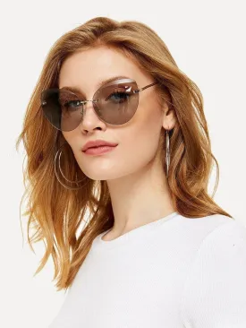 Rimless Cat Eye Sunglasses