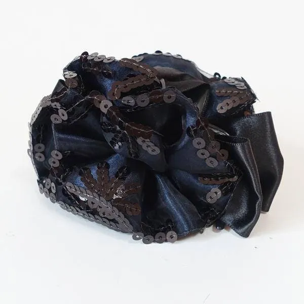 Satin Flower Bow Luxury Spangle Mesh Wrap Sequin spangle decorative  Hair Jaw Claw Clip