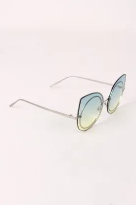 Sculpted Gradient Cat Eye Round Sunglasses