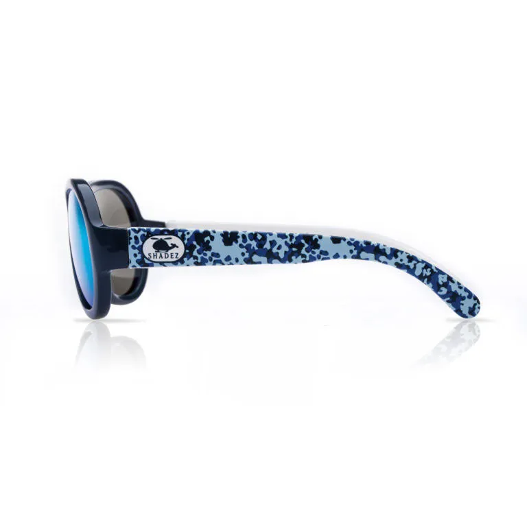 SHADEZ Kids Sunglasses Designers Helicopter Camo Blue Junior: 3-7 years