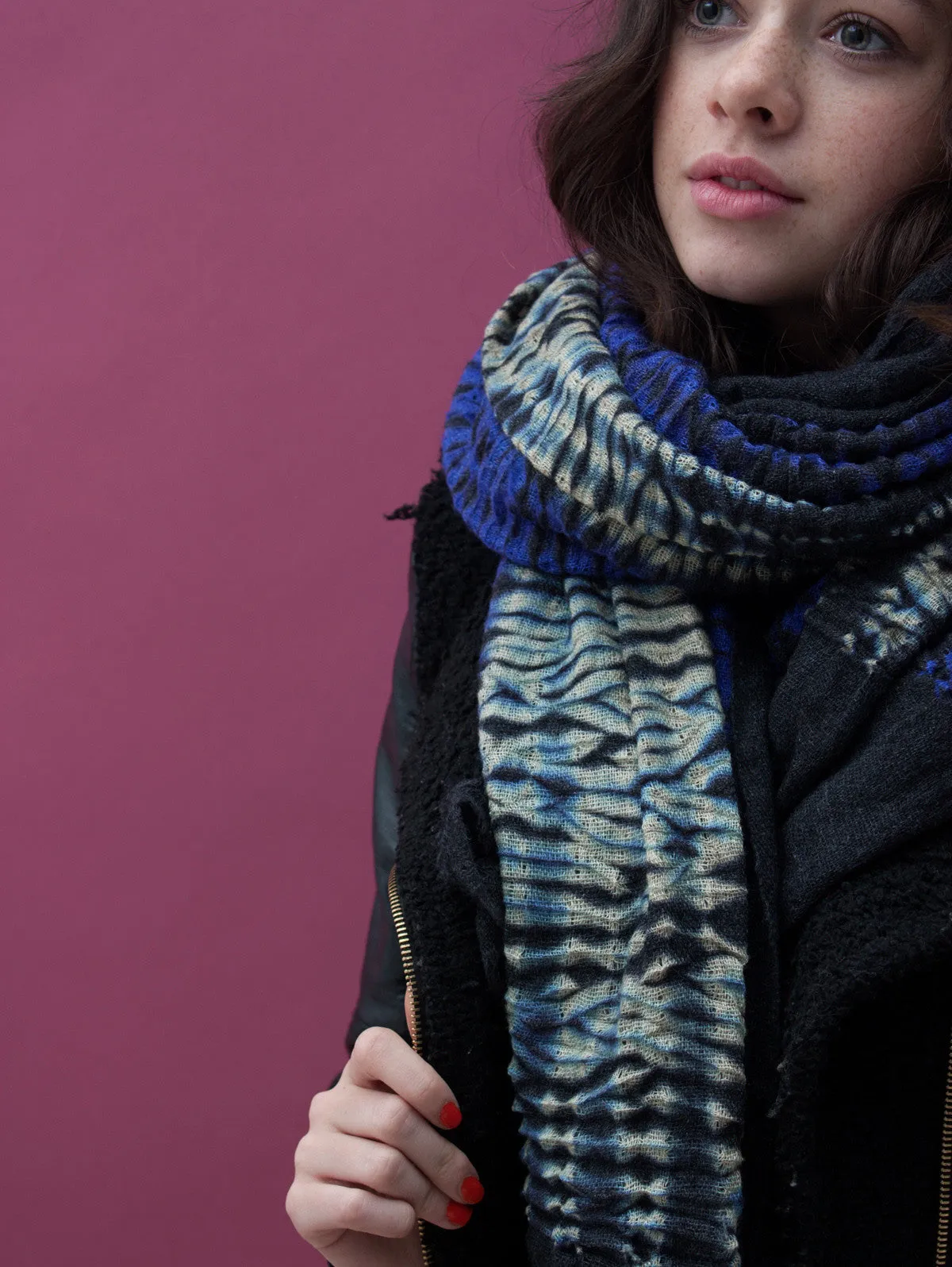 Shibori Tie Dye Merino Wool Scarf, Mix