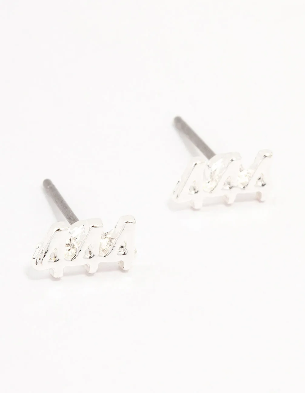 Silver 444 Stud Earrings