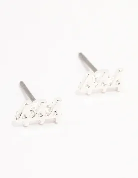 Silver 444 Stud Earrings