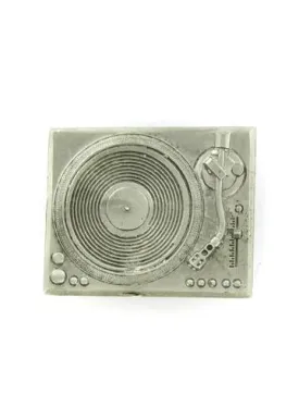 Silver Record Player DJ Turntable Belt Buckle