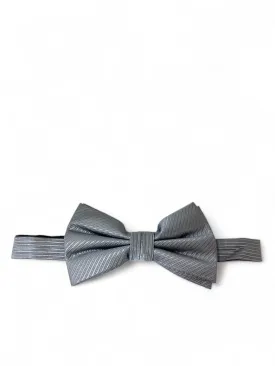 Silver Silk Bow Tie